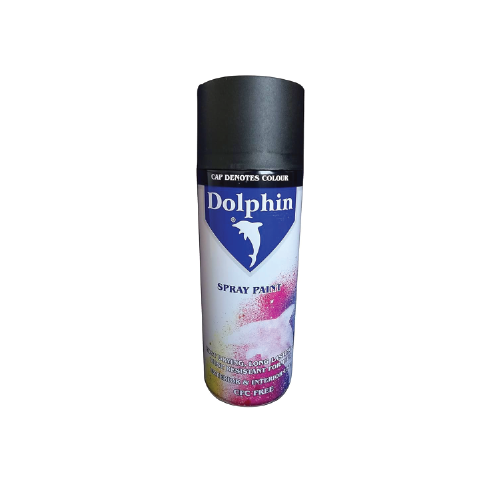 Dolphin MGTBL Matte Black Spray Paint 400ml-Fast -Drying Acrylic Rust-Resistant Aerosol Coating