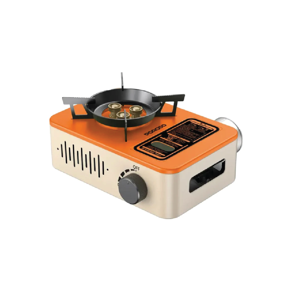Porodo Lifestyle Portable Outdoor Stove 3200W  – Butane Gas Camping Cooker Orange/Beige