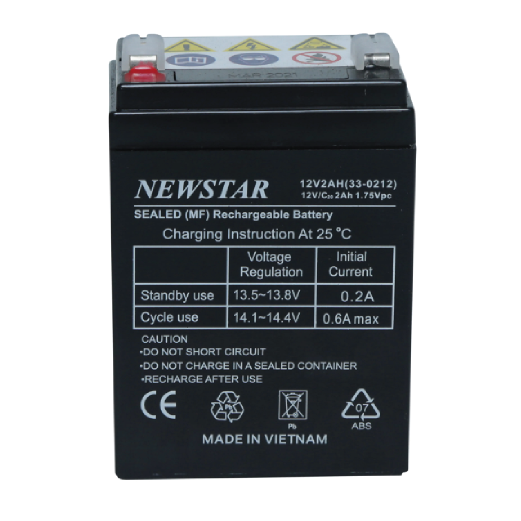 Newstar 33-0212 12V 2Ah SLA Rechargeable Battery - Maintenance-Free AGM Power for UPS & Emergency Systems
