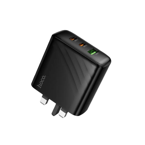 Hoco CS26B PD 45W 3-Port Wall Charger (UK Plug)Dual USB-C + USB-A (SN) - Alqamarshop