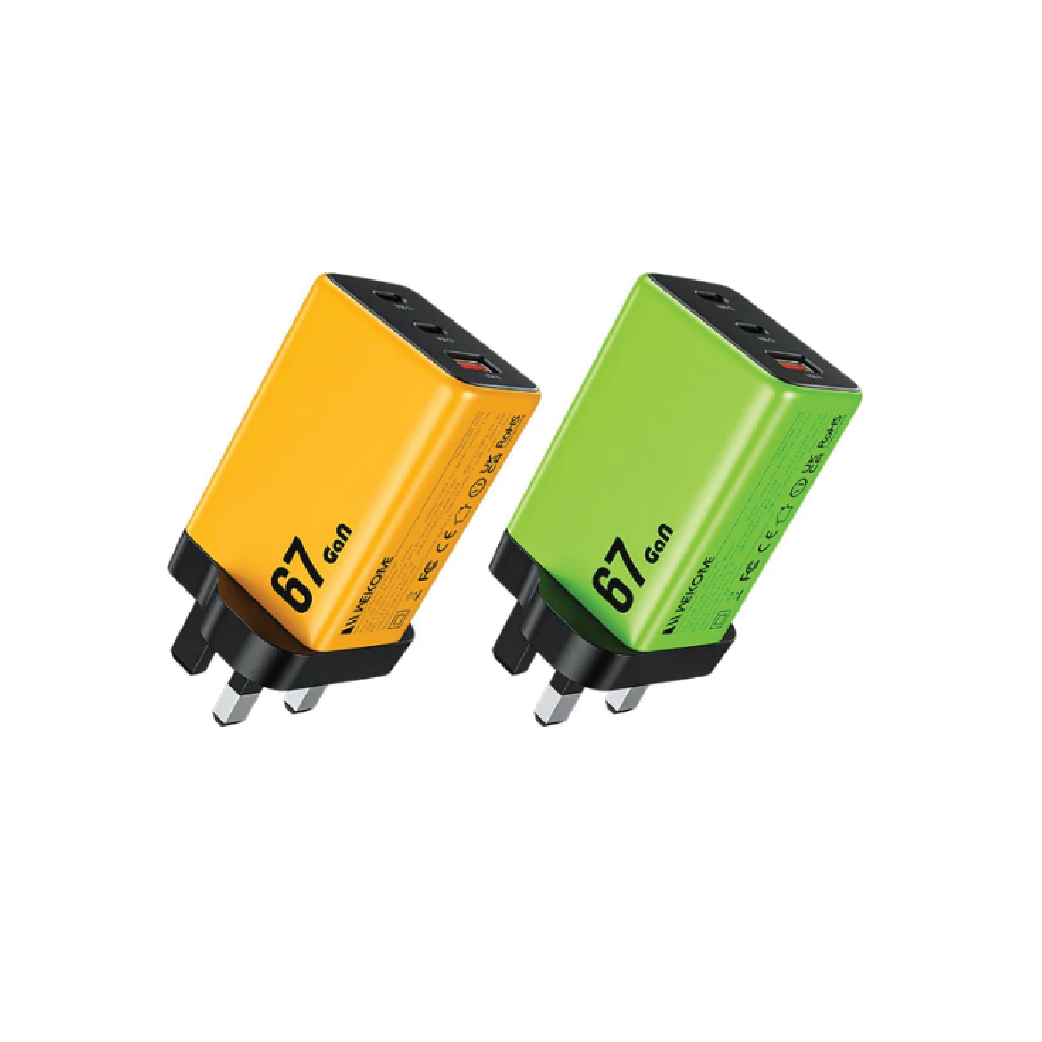 WEKOME WP-U157 GaN Fast Charger-65W Multi-Port  USB-C & USB-A Power Adapter with PD Fast Charging