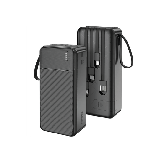 Porodo Piano 30000mAh Power Bank – 22.5W  Fast Charging with Built-in Cables (Black)