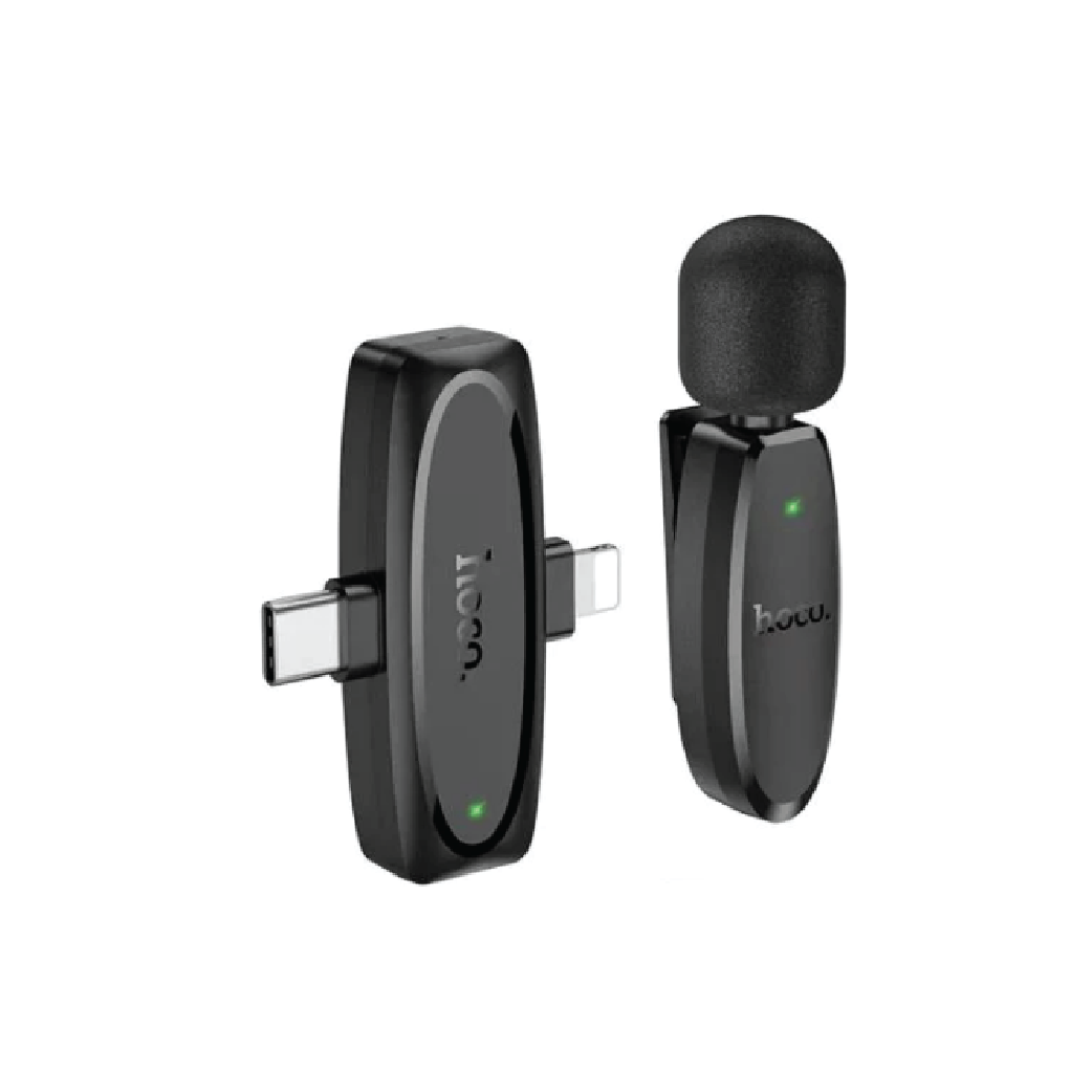 Hoco L15 Dual Wireless Lavalier Microphone – Type-C &  Lightning Receiver Mic System for iPhone & Android