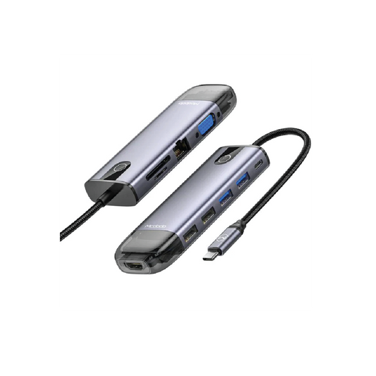 Mcdodo HU-7420 10-in-1 USB-C Hub – 4K HDMI,  100W PD, Gigabit LAN, SD/TF Card Reader