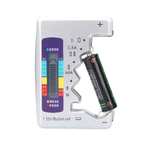 Universal Battery Tester – For AA, AAA, C, D, 9V 1.5V Button Cell (T27621)