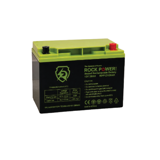 بطارية روك باور بلس قابلة لإعادة الشحن 12V26AH 12V 26Ah VRLA AGM - بطارية حمض الرصاص محكمة الإغلاق لا تحتاج للصيانة