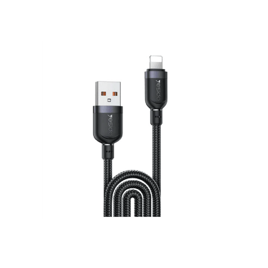 كابل شحن ونقل بيانات سريع 8 سنون Yesido CA134L USB بطول 3 متر، 12 واط (أسود)