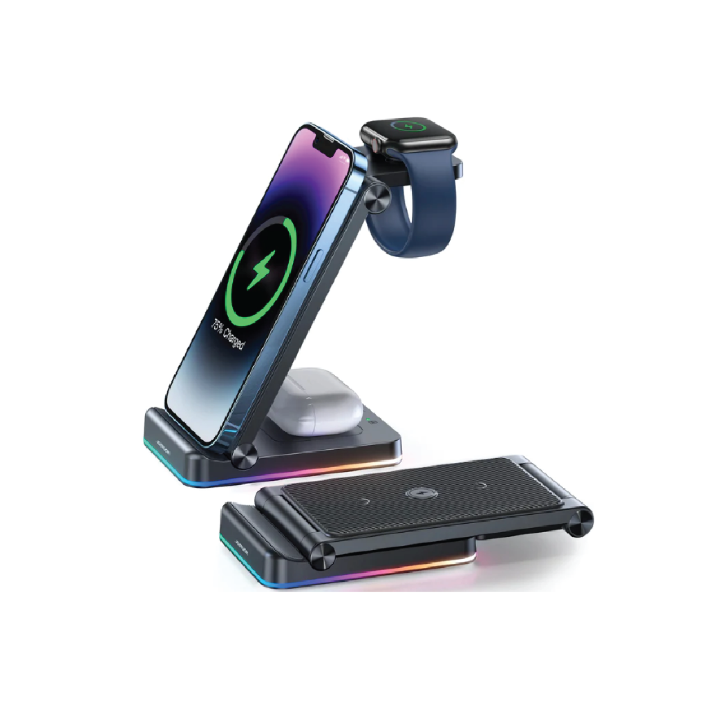 Joyroom JR-WQN01 3-in-1 Foldable Wireless  Charging Station – Fast Qi Charging Dock