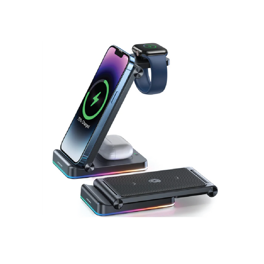 Joyroom JR-WQN01 3-in-1 Foldable Wireless  Charging Station – Fast Qi Charging Dock