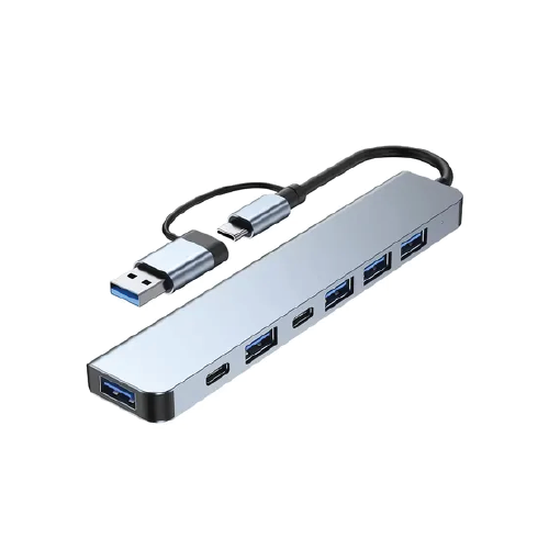 8-in-1 USB-C & USB-A Multiport Adapter Hub with SD/TF Card Reader & 3.5mm Audio