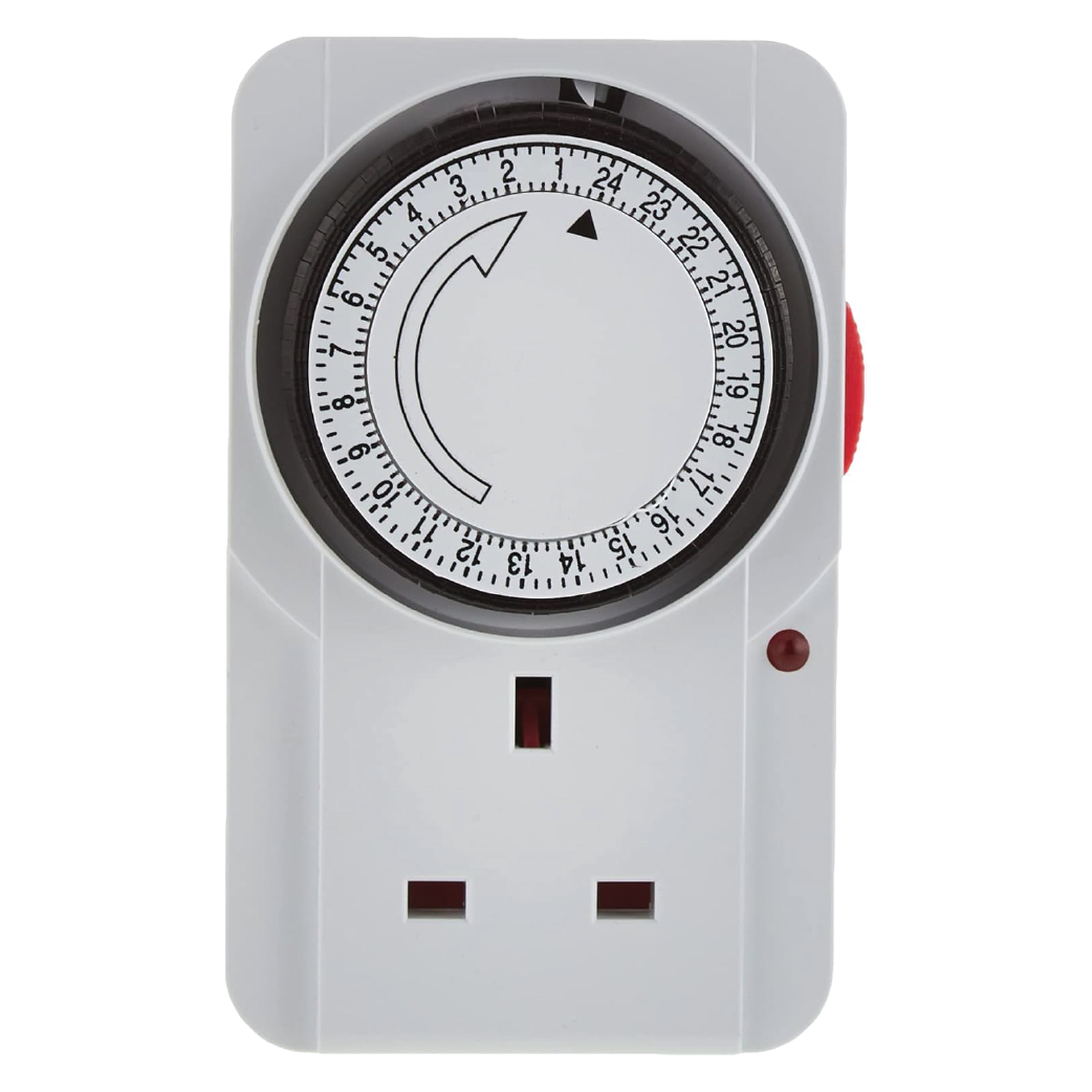 Adnext 24-Hour Mechanical Programme Timer – 3-Pin  Plug-In Daily Switch with 15-Minute Interval Control