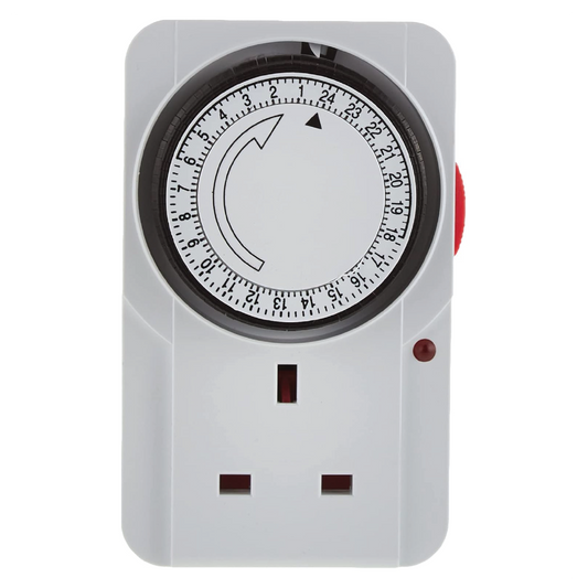 Adnext 24-Hour Mechanical Programme Timer – 3-Pin  Plug-In Daily Switch with 15-Minute Interval Control