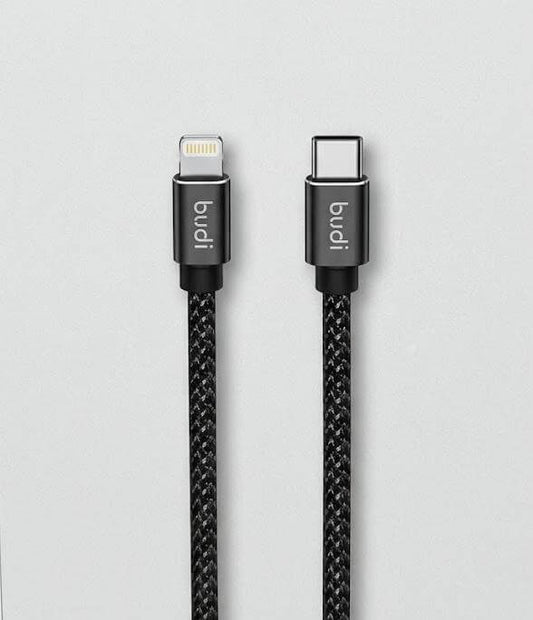 Budi Charge & Sync Cable Type c to lightning – 2m  (6.6ft), 20W Fast Charging, Aluminum Shell