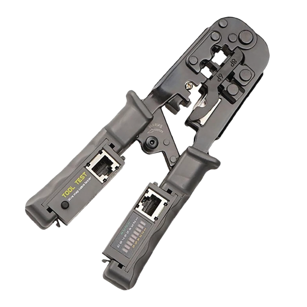 HT-N568R Dual Modular Crimping Tool - RJ45/RJ11/RJ12 Ethernet & Telephone Cable Crimp, Cut & Strip Multi-Function Tool (7–7.5 Inch)