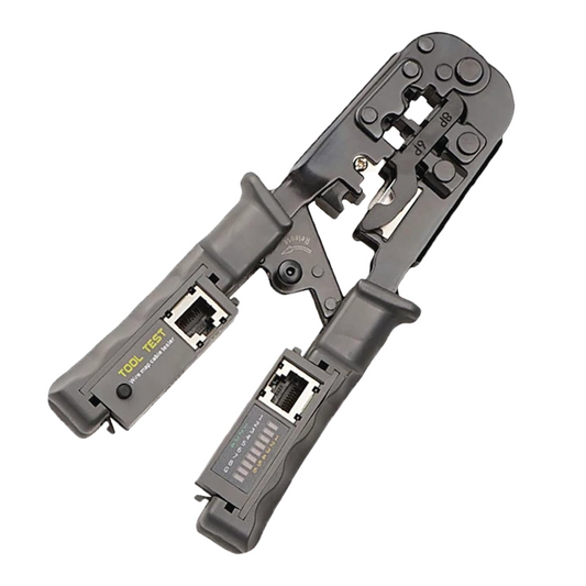 HT-N568R أداة تعريج وحدات مزدوجة - RJ45/RJ11/RJ12 كابل إيثرنت وهاتف متعدد الوظائف لقص وتعرية الأسلاك (7-7.5 بوصة)