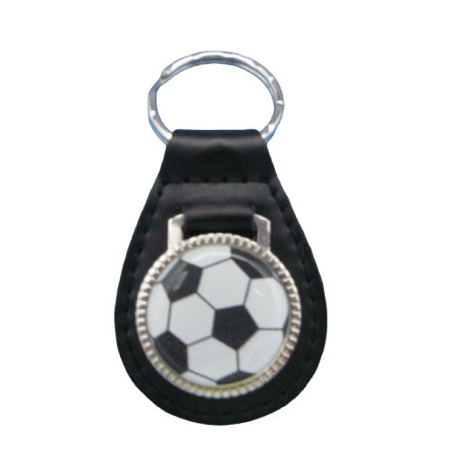 Premium Leather Soccer Ball Keychain Auto Key Ring with Engraved Sports Design (T16500) - Alqamarshop