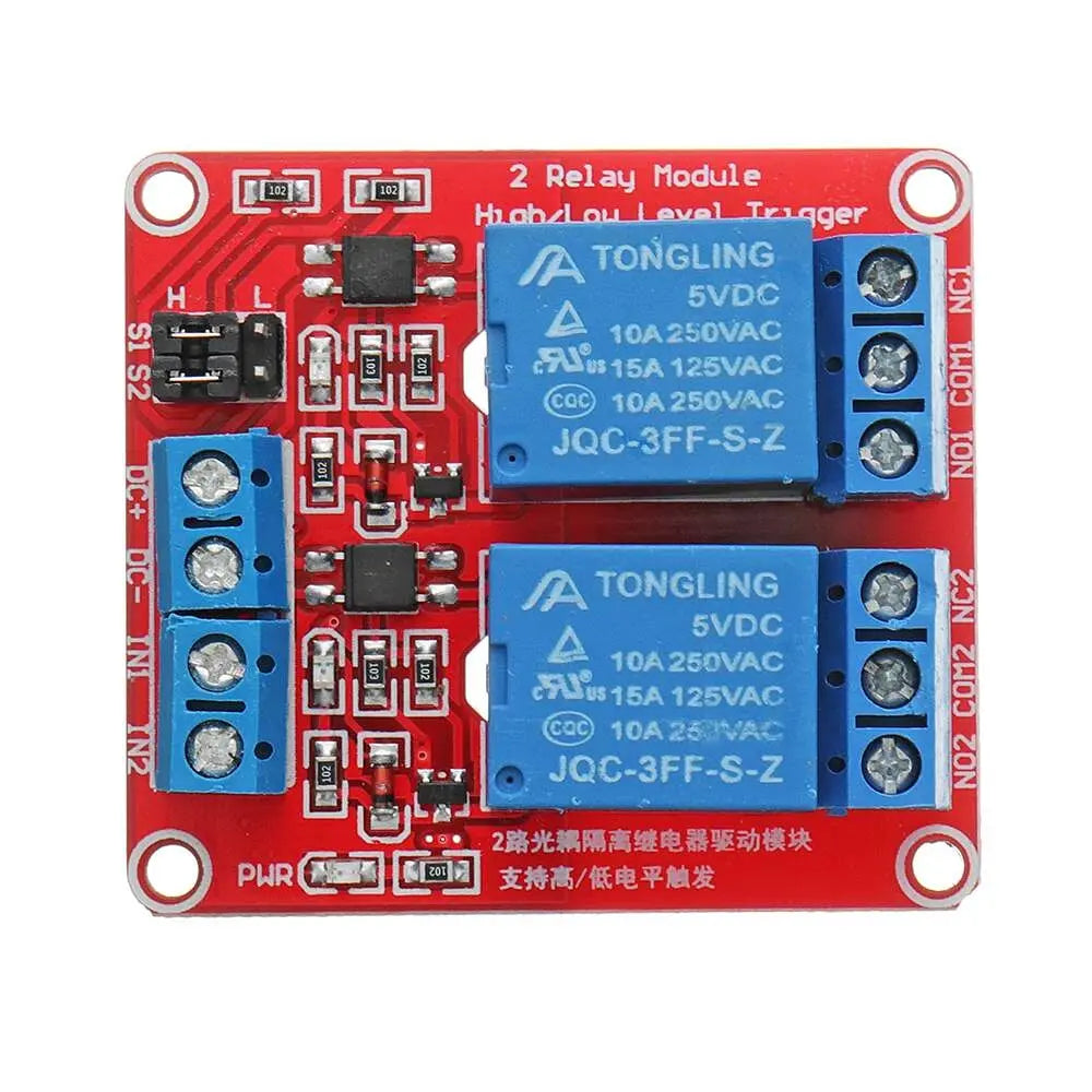 5V 2-Channel Relay Module High/Low Level Trigger