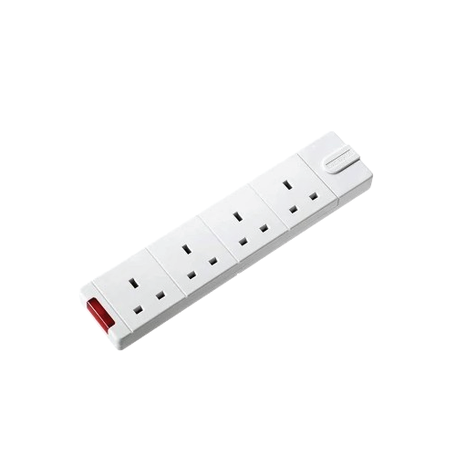 Masterplug Basics 4-Gang 13A Switched Extension Socket – 4-Way Power Strip with Individual Switches & Power Indicator, White