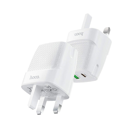 C85B Bright Dual-Port Charger 20W PD + QC3.0 UK Plug White (SN)