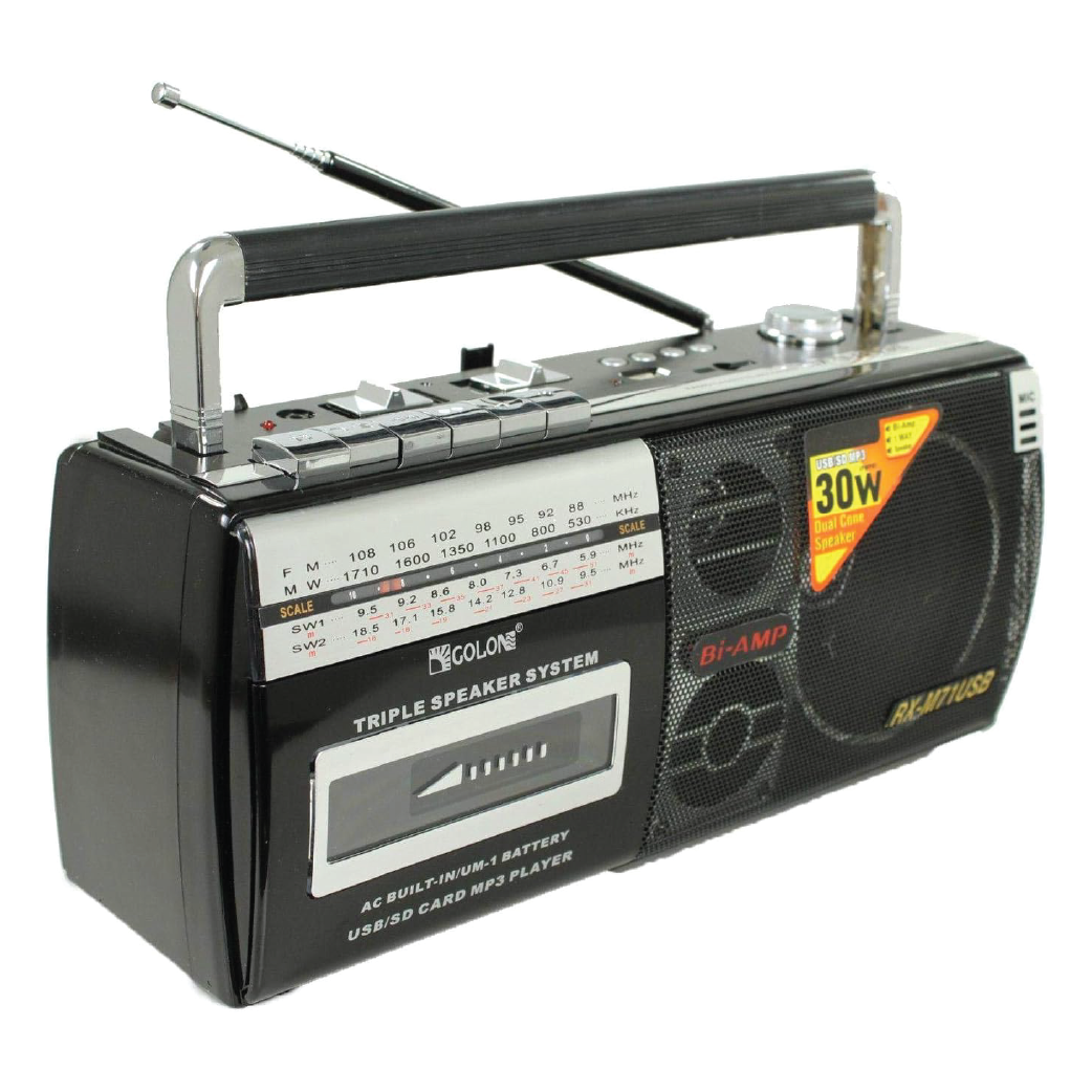 Golon RX-M71USB Portable Radio Cassette Recorder – FM/ AM/SW Multi-Band Player with USB, SD & Triple Speakers