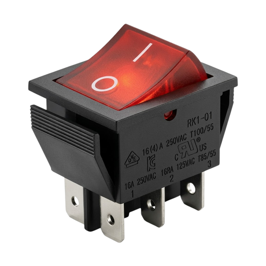 Rocker Boat ON/OFF Switch Red 6 Pin (KCD4) 16 A 250 V