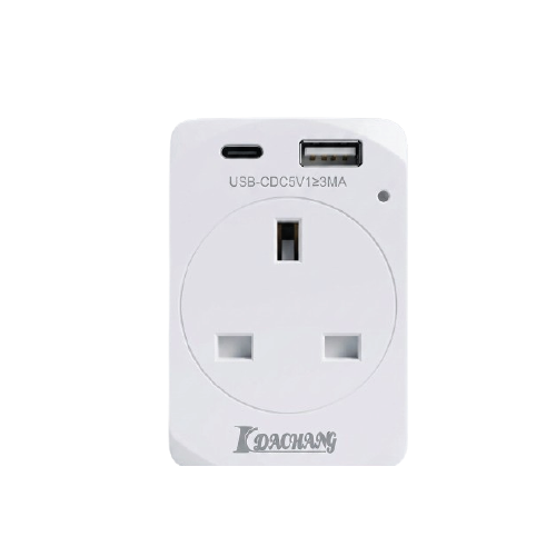 Dachang DCA16AU+C 3-Way UK Multi Adaptor with USB-A & Type-C Charging Ports
