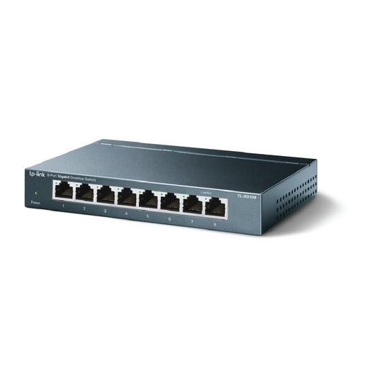 TP-Link LiteWave LS1008G 8-Port Gigabit Desktop Switch –  Plug & Play 10/100/1000Mbps Network Expansion Switch
