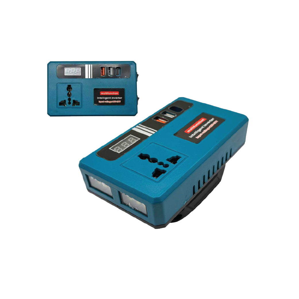 Multifunctional Intelligent Inverter 120W 18V-21V-Battery  Power Converter with AC Sockets, USB & Digital Display