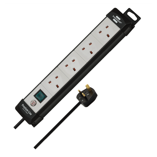Brennenstuhl Premium-Line 4-Way Extension Lead 1.8M –  German-Made Power Strip with Illuminated ON/OFF Switch