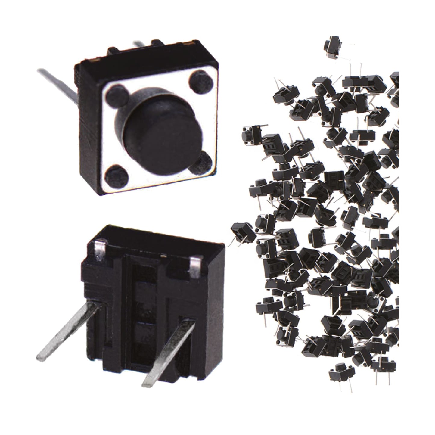 2-Pin Vertical Tactile Micro Switch – Momentary Push  Button for PCB Applications (T13545)