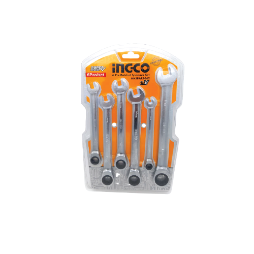 INGCO HKSPAR1062 6-Piece Professional Ratchet Spanner Set 8–17mm