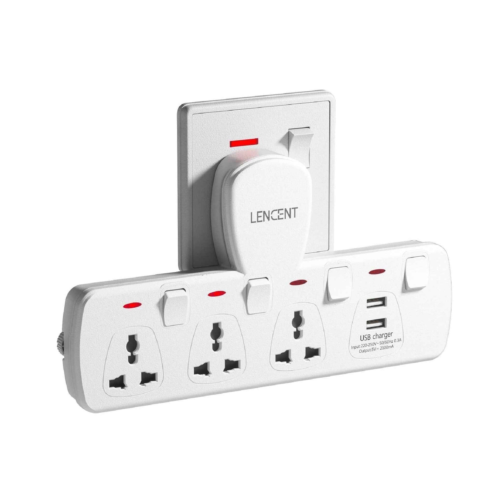 Primera Type 3 Plug – 3-Way Power Extension  Strip with Safety Socket Design