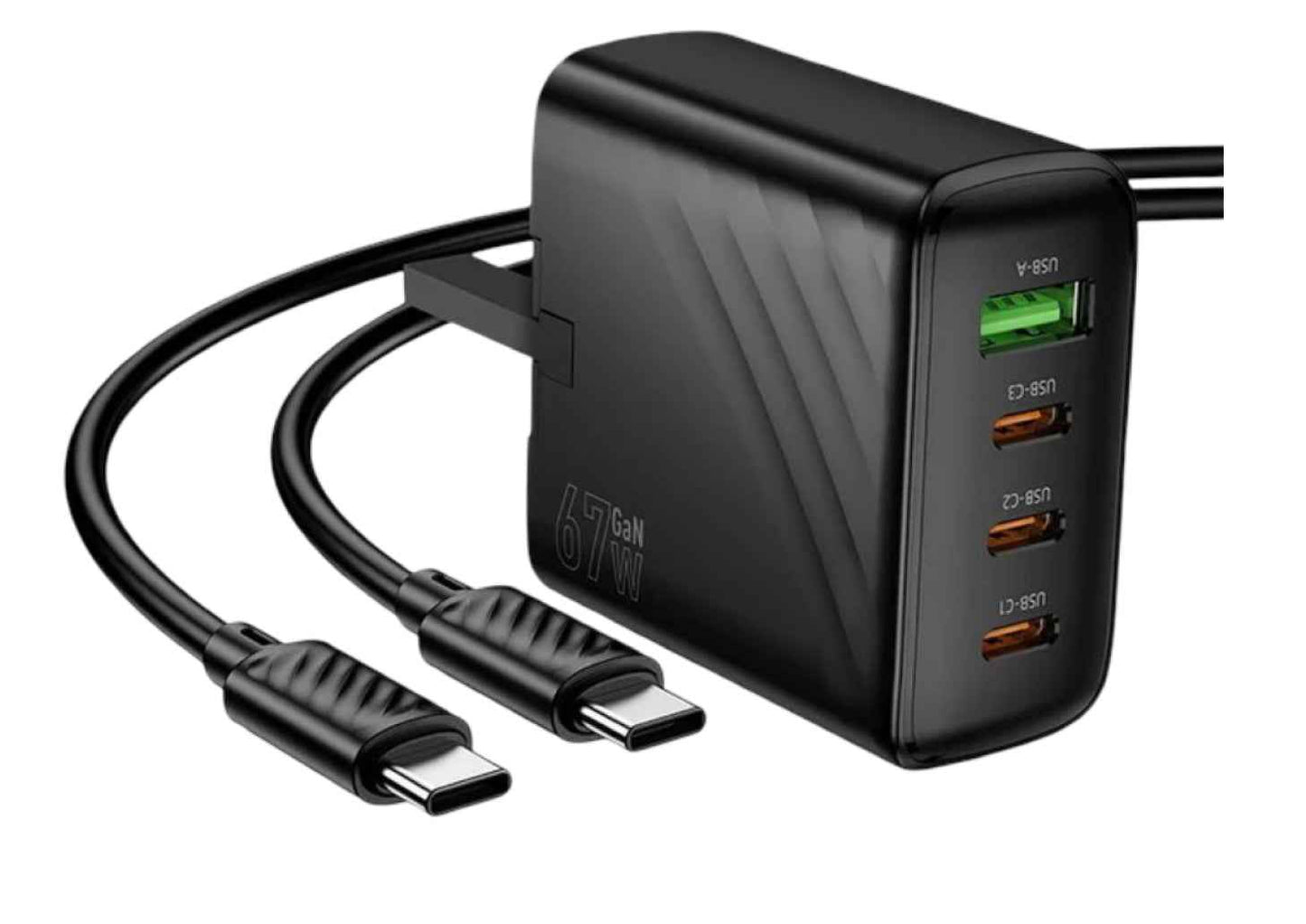 Hoco CS27B PD67W3 4-Port Fast Charger  67W GaN Adapter with Type-C to Type-C Cable (SN)