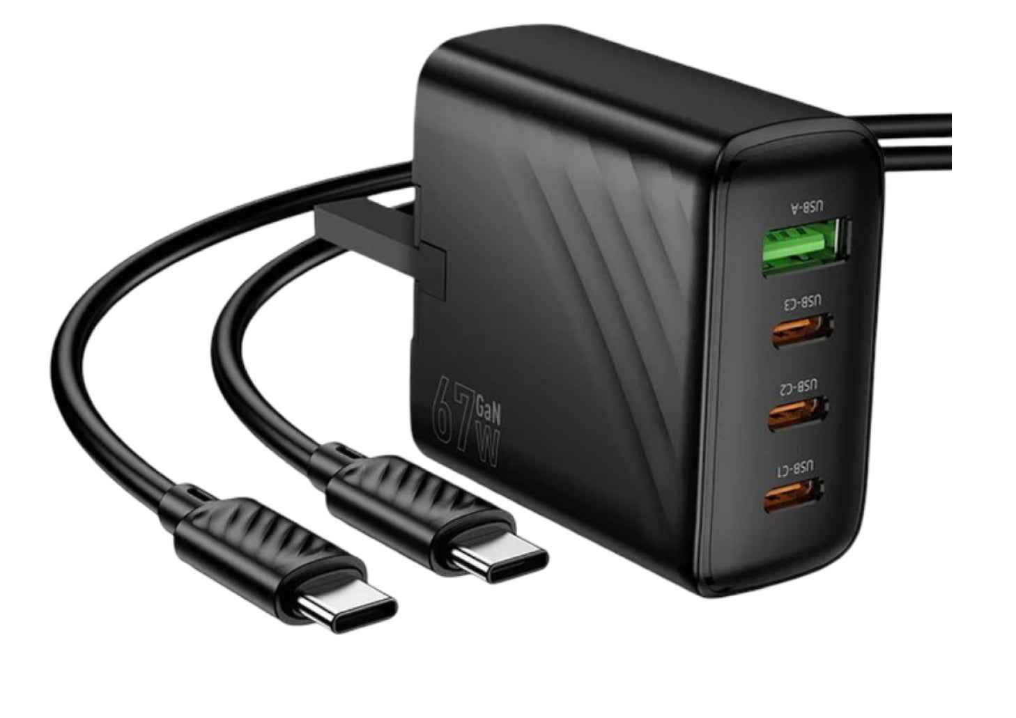 Hoco CS27B PD67W3 4-Port Fast Charger  67W GaN Adapter with Type-C to Type-C Cable (SN)