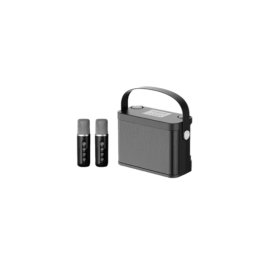 Portable Hifi Wireless Karaoke Speaker  With 2 Mics (T26876) - Alqamarshop