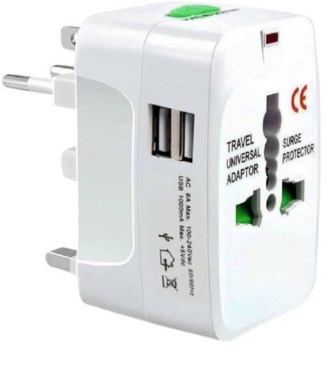 Universal Travel Adapter with Dual USB Ports – W188 All-in-One Worldwide Charger (T26961)