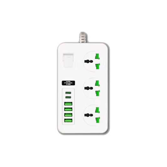 Power Socket 4 USB 2 Type C 2500w A06 10 Meter (T26873) - Alqamarshop