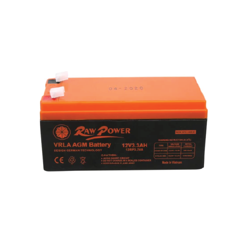 Raw Power 12V 3.3Ah VRLA AGM Rechargeable Battery- Maintenance Free Sealed Lead Acid Backup Power Battery