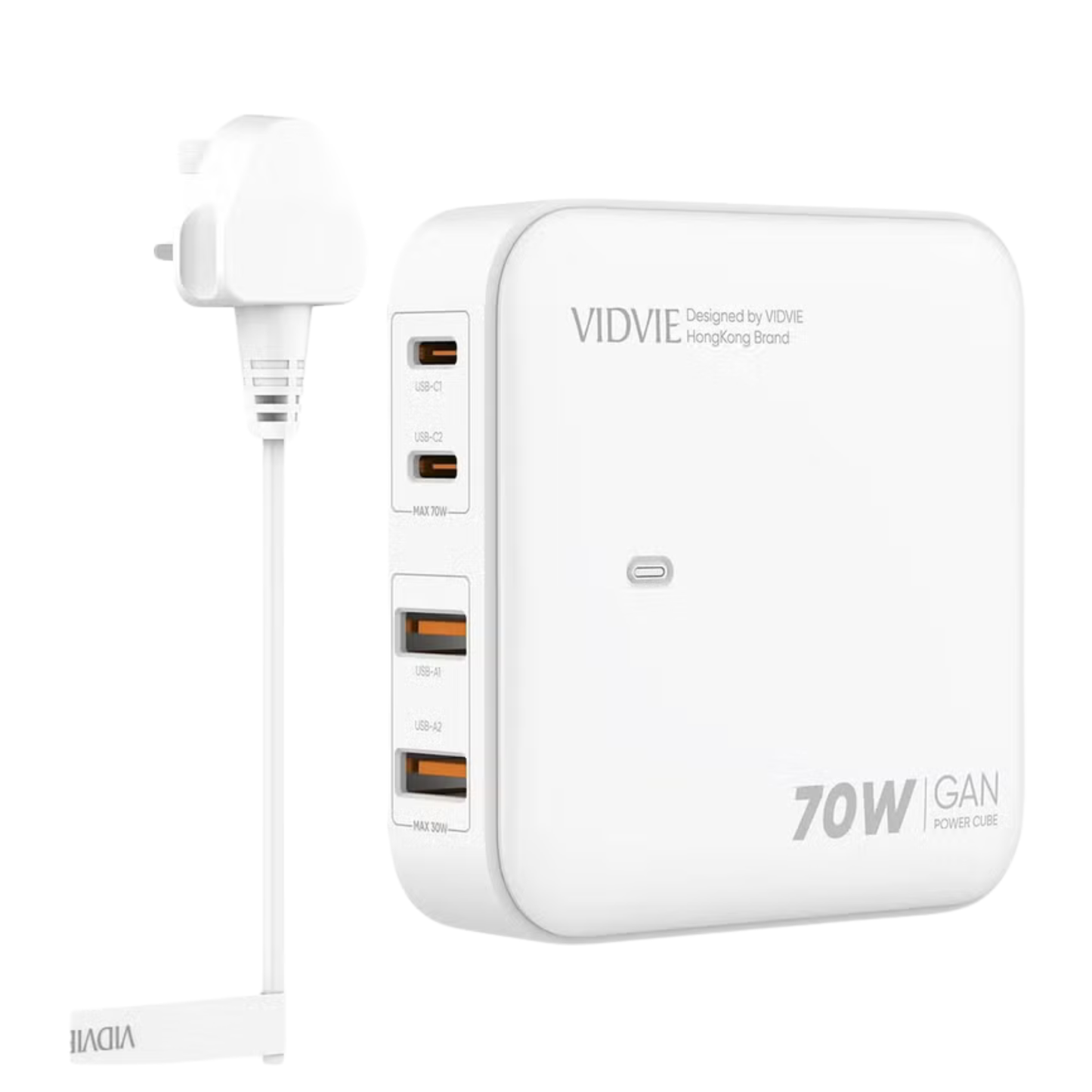 VIDVIE Multi 4 USB Ports Portable Charger White GaN USBC 100W PLB147