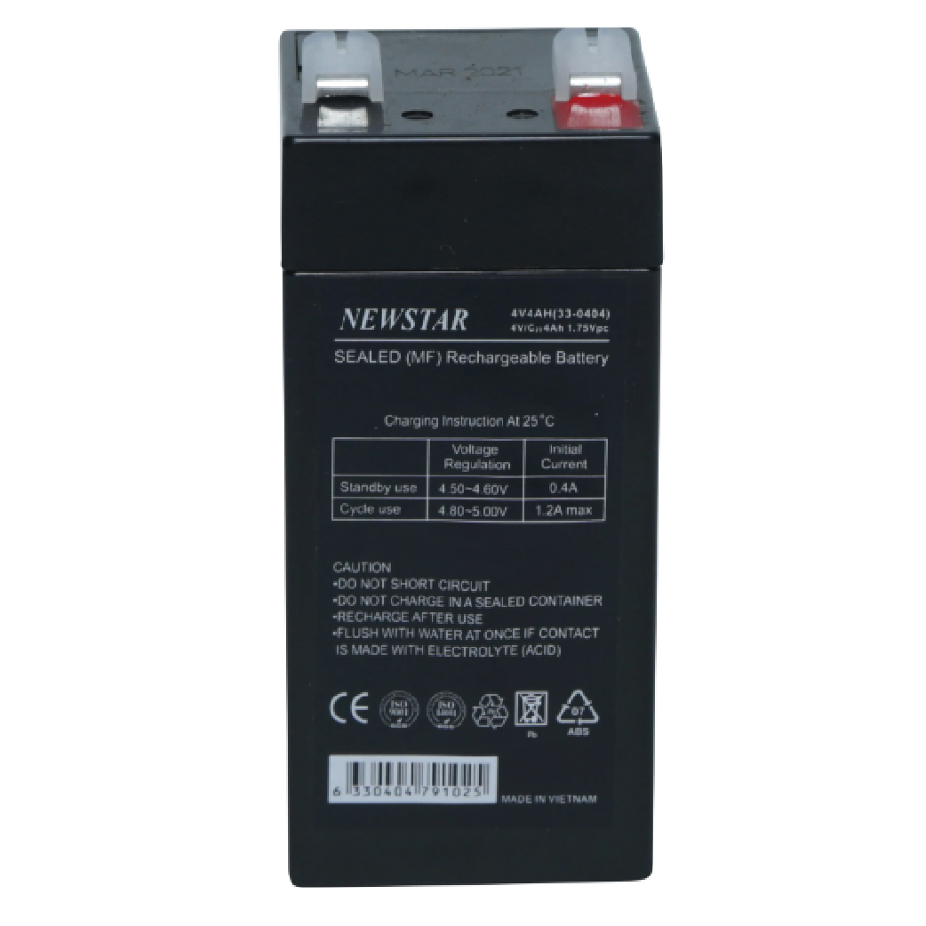 Newstar 4V 4Ah VRLA AGM Rechargeable Battery –  Maintenance-Free Sealed Lead Acid Battery with F1 Terminals