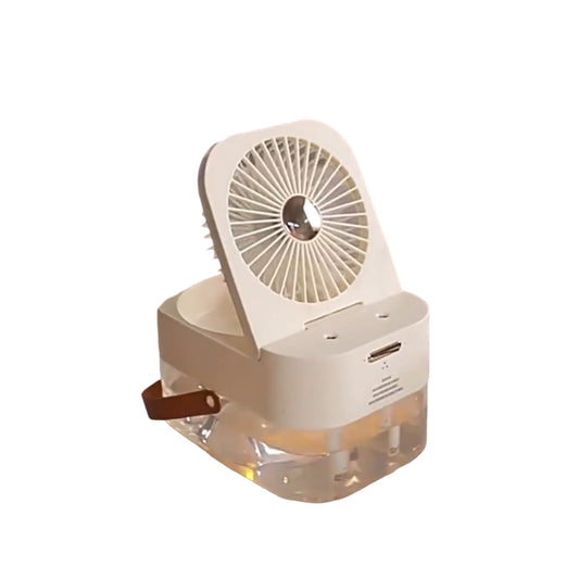 Dual Spray Night Light Water Mist Air Conditioner with Fan Portable Mini Cooling Humidifier (T27720)