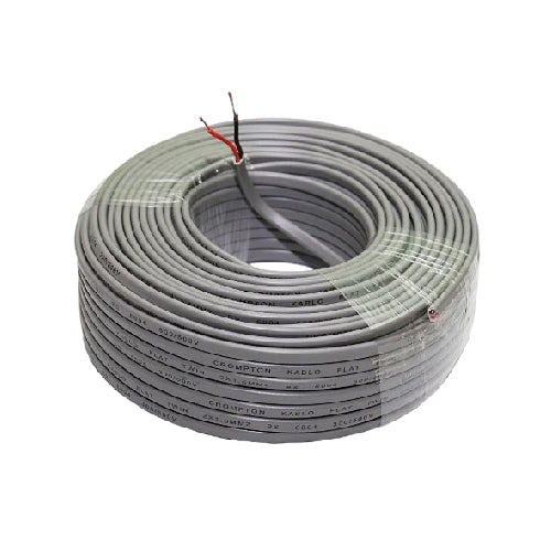 Crompton Grey Twin Electric Cable 2 Core, 1mm 73m Durable Wiring Solution
