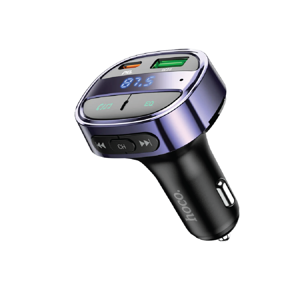 HOCO E70 Wireless FM Transmitter with PD 30W &  QC 3.0 Fast Charging-Bluetooth 5.0 Car Audio Adapter