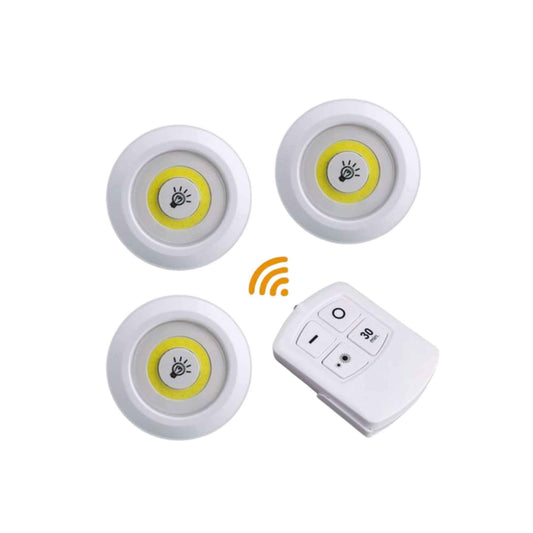 LED Light Set of 3 with Remote Control Wireless Dimmable Touch Lights for Home & Cabinets  (T17052)