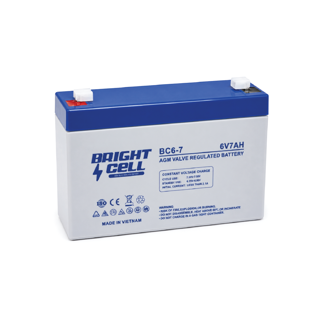 Bright Cell BC6-7 / LX7-6 6V 7Ah VRLA AGM Rechargeable  BatteryMaintenanceFree Sealed Lead Acid Power Solution