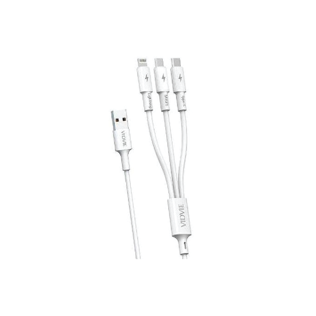 VIDVIE CB4039 3-in-1 Fast Charging Cable 1.2M -Braided  USB Cable with Lightning, Type-C & Micro USB Connectors