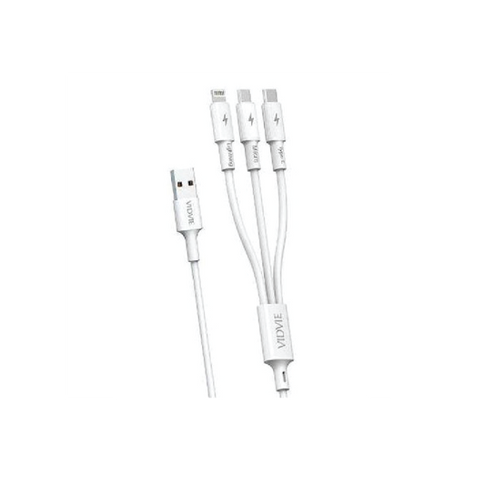 VIDVIE CB4039 3-in-1 Fast Charging Cable 1.2M -Braided  USB Cable with Lightning, Type-C & Micro USB Connectors