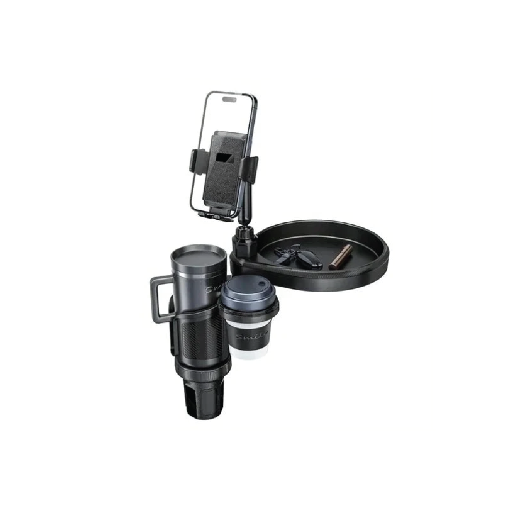 C274 4-in-1 Car Phone Mount Cup Holder Organizer-Smart- phone Stand with Dual Cup Holders & Food Tray (45cm)