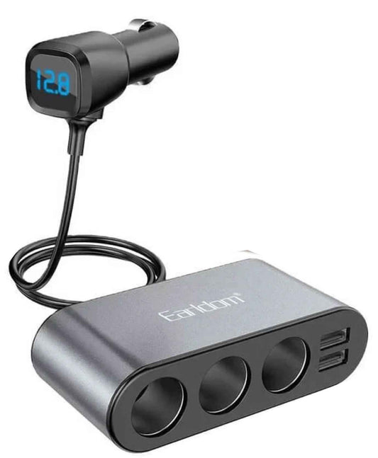 Earldom ET-CS2 120W Dual USB 4-in-1 Car Charger Socket Fast Charging Adapter (Black) (SN)