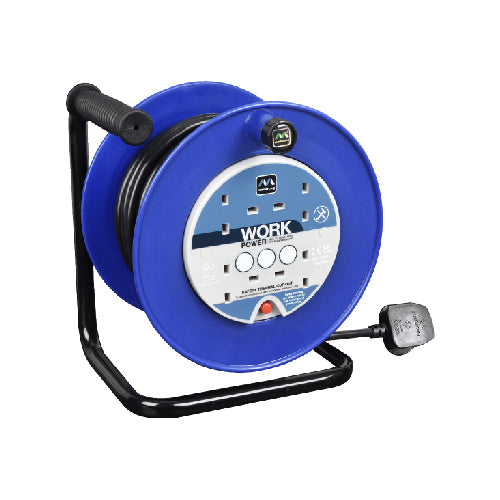 Masterplug 30m Cable Reel with 4 Sockets 13A Heavy Duty Extension Power Reel (T16156)